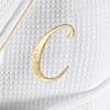 Linum Home Textiles Hotel 100% Turkish Cotton Waffle Terry Personalized White Bathrobe with Gold Satin Piped Trim in Gold Script Font - 2 of 2