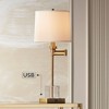 Possini Euro Design Carnegie 27" Tall Modern Glam Table Lamp Swing Arm USB Port Warm Gold Metal Acrylic Single White Shade Living Room Charging - 2 of 4