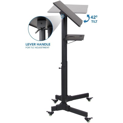 Black Aluminum Adjustable Mobile Standing Desk with Casters