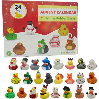 4E's Novelty Christmas Advent Calendar 2024 with 24 Christmas Rubber Ducks, Perfect Rubber Duck Advent Calendar 2024 for Kids with Unique Duck Gifts