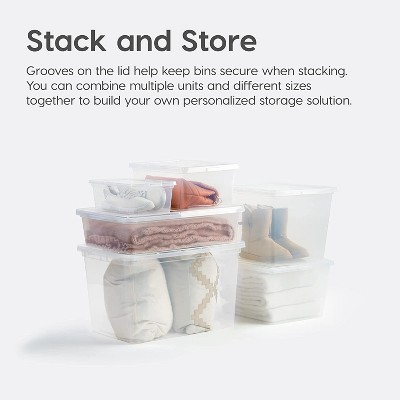 Clear Plastic Stackable Lidded Storage Box Set, 14.5qt