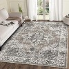 5x7 Brown Vintage Rug, Washable Low-Pile Soft Carpet for Living Room, Bedroom, Dining, Office, Distressed Floral Retro Foldable Rug - 2 of 4