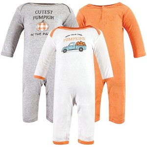 Hudson Baby Unisex Baby Cotton Coveralls, Pumpkin Truck - 1 of 4