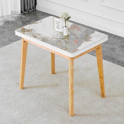 NicBex Dining Table 35.4" Modern Foldable Dining Table with Rubber Wooden Legs for Kitchen, Dining Room