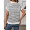 Women's Short Sleeve Sweater Spring Summer 2025 Round Neck Striped Pullover Cap Sleeve Knit Sweater Vest Tops - 2 of 4