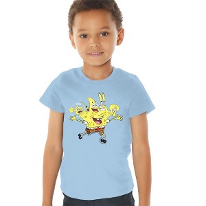 Toddler Boys' Spongebob Squarepants All In Group T-Shirt Light Blue - 1 of 4