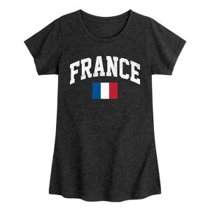 Girls' - Instant Message - France Flag Fitted Short Sleeve Graphic T-Shirt - 1 of 4