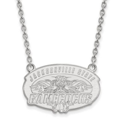 Black Bow Jewelry 10k White Gold Jacksonville State Gamecocks NCAA Necklace 18 Inch