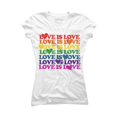 Adult Design By Humans Love is Love Rainbow Pride Repeat By BubbSnugg T-Shirt