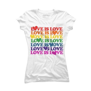 Adult Design By Humans Love is Love Rainbow Pride Repeat By BubbSnugg T-Shirt - 1 of 3