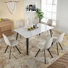 FurnitureR Dining Table for 4-6 Person with Sturdy Thickened Faux Marble Print Tabletop and Metal Steel Legs, Functional Table for Kitchen, White - 3 of 4