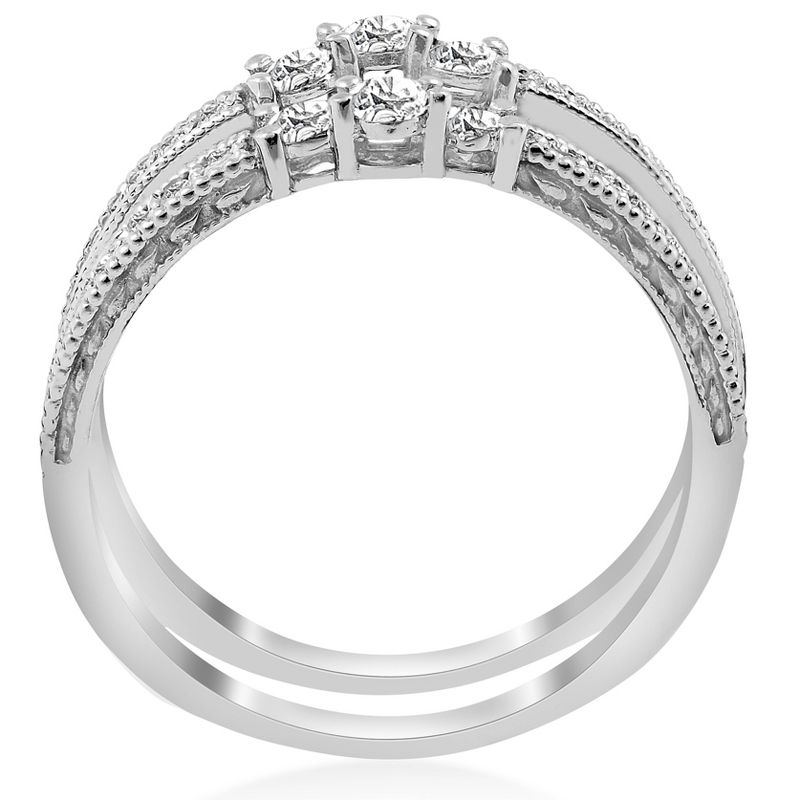 Pompeii3 1/2 Carat 14k White Gold Round Diamond Wedding Band Enhancer Guard Ring, 3 of 5