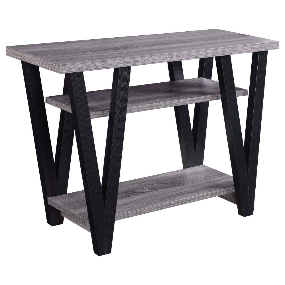 Photos - Coffee Table Coaster Stevens Modern V shaped Wood Sofa Table Black/Antique Gray