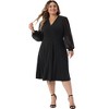 Agnes Orinda Women's Plus Size Swiss Dots Pattern Sleeves V Neck Midi Flowy A-Line Dress - 3 of 4