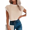 Clearlove Womens Summer Cropped Sweater Vest Trendy Cap Sleeve Crop Tops Crew Neck Loose Knit Tank Top - 3 of 4