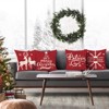 Christmas Red Throw Pillow Covers 18 x 18 Inch Reindeer Snowflake Believe - 3 of 4