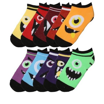 Tipi Toe Kids Boys 10 Pairs Classy Lightweight Novelty Creepy Characters Pattern Ankle/Low Cut Socks