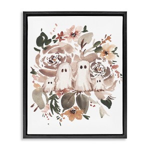 Stupell Industries Little Ghosts with Botanicals Floating Frame Canvas Art - 1 of 4