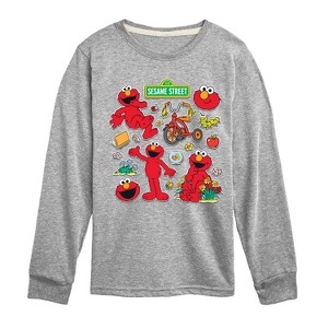 Boys' - Sesame Street - Elmo Sticker Sheet -Toddler and Youth Long Sleeve T-Shirt Long Sleeve Graphic T-Shirt - 1 of 3
