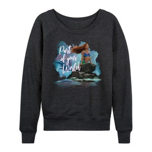 Women's - Disney - Part Of Your World Lightweight French Terry Wide Neck Long Sleeve Shirt - 1 of 4
