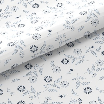 Gray Floral Cotton Blend Queen Percale Sheet Set