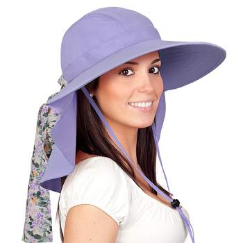 Sun Cube Womens Sun Hat Neck Flap Cover, Uv Protection Wide Brim Fishing  Hiking Hat, Ponytail Foldable Summer Beach Outdoor (purple) : Target