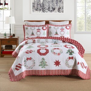 Marcielo 3 Pcs Christmas Candy Quilt Bedspread Set - 1 of 4
