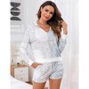 Women's 2 Piece Outfits Pajamas Set Pullover Long Sleeve Tops And Shorts Comfy Loungewear with Pockets - 4 of 4