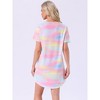 cheibear Women's Curved Hem Round Neck Short Sleeve T-shirt Dress Sleepshirt - 4 of 4