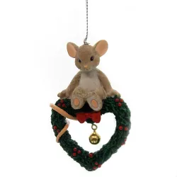 Charming Tails 3.0" 2017 Annual Ornament Dated Mouse Heart Bell  -  Tree Ornaments