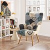 Beautyolove Blue Fabric Upholstered Accent Chair Wingback Armchair with Solid Wood Legs - 3 of 4
