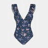 Women's Floral Ruffled Lace Up One Piece Swimsuit - Cupshe - 2 of 4