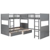 Okak Twin Bunk Bed with a attached Loft Bed, Solid Wood BunkBeds with Two Drawers and Stairs for Kids, Girls, Boys Easy Assemble, Gray - 4 of 4