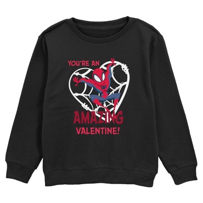 Boy's Marvel: Spider-Man Spider-Man Amazing Valentine  Sweatshirt - Black - X Large