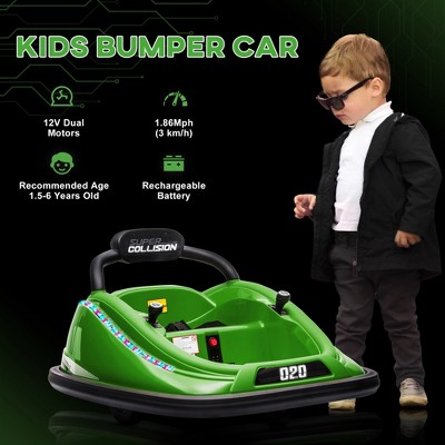 Green 12V Electric Kids Bumper Car with Remote Control