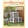 VEVOR Outdoor Cat House, 2-Story Wooden Cat Shelter for 3 Outside Cats in Winter, Elevated Feral Kitty Shelter with Stairs, White&Grey - 4 of 4