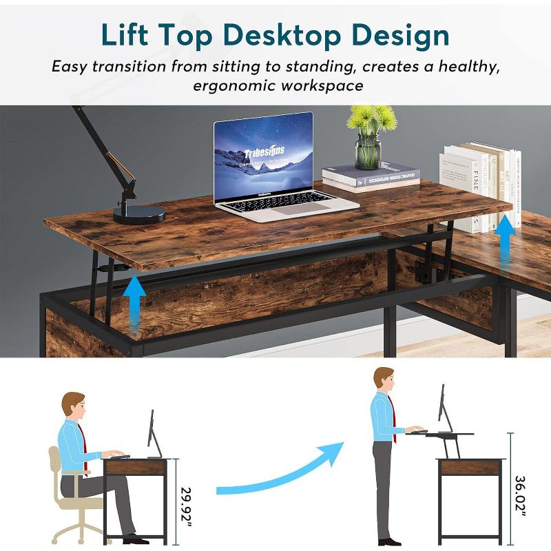 Tribesigns L-Shaped Height Adjustable Desk, 4 of 7