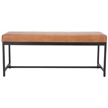 Chase Faux Leather Bench - Brown/Black - Safavieh.