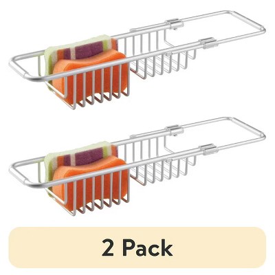LunaLulinlk (2 pack) Aluminum Silver Over The Sink Caddy Basket, Silver