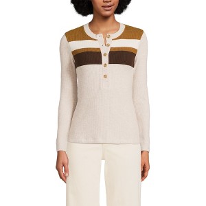 Lands' End Women's Long Sleeve Cozy Rib Henley Top - 1 of 4