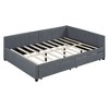 Sapphtopaz Upholstered Daybed with Linen Fabric Bed Frame with Striped Arm and Slats Support for Apartment, Bedroom - 4 of 4