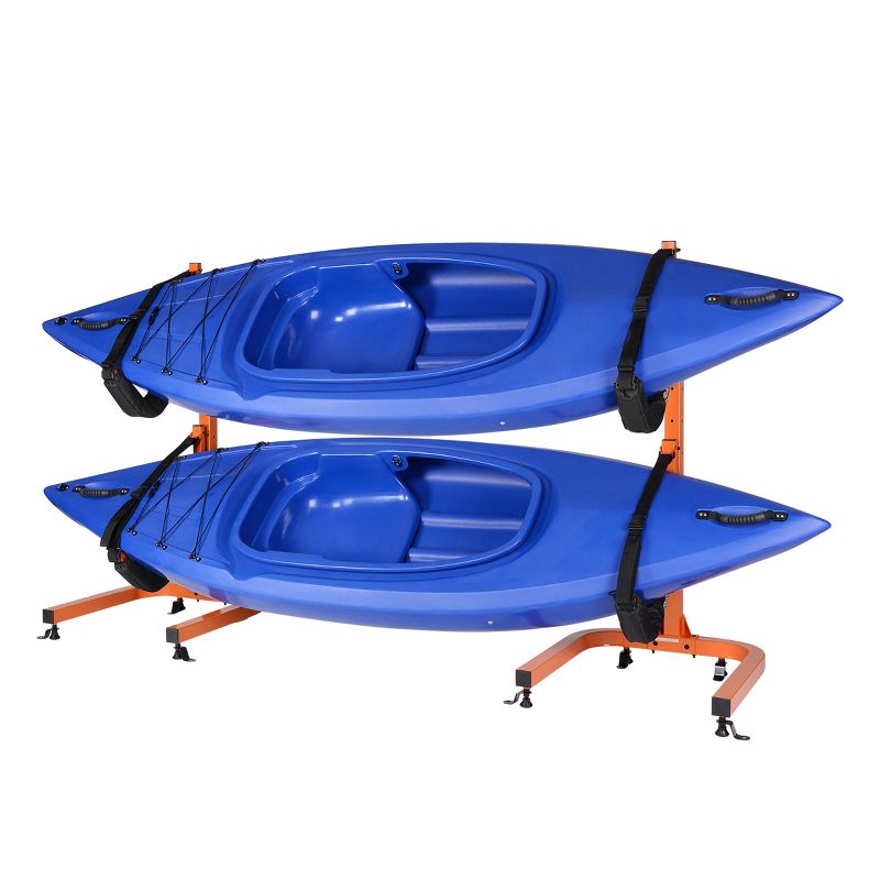 Leisure Sports Double Storage Rack for Kayaks, Canoes, and SUP Boards - Orange/Black, 3 of 9