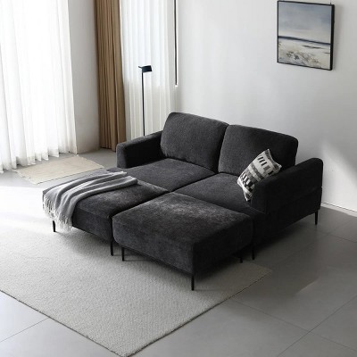 Nebula Vortex 71" Wide Upholstery Loveseat Sofa With 2Pcs Stool