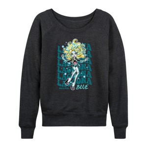 Women's - Monster High - Lagoona Blue Lightweight French Terry Wide Neck Long Sleeve Shirt - 1 of 4