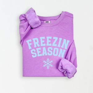 Simply Sage Market Women's Lightweight Garment Dyed Graphic Sweatshirt Freezin Season - 1 of 4