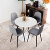 FurnitureR Dining Chairs Set of 4, Fabric Comfy Seat Armless Side Chairs with Metal Legs Mid Century for Home Kitchen Reception Room, Slubbed Grey - 4 of 4
