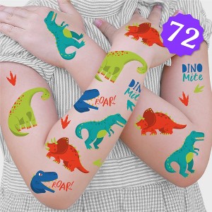 Big Dot of Happiness Roar Dinosaur Temporary Tattoos for Kids, Birthday Party Favors, Kids Tattoo Favor Kit, T-Rex Party Decorations, Boy Dino Party - 1 of 4