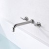 Sumerain Wall Mount Tub Filler Faucet Brushed Nickel High Flow Bathtub Faucet, Long Spout Reach - 3 of 4