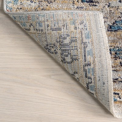 Blue Traditional Medallion Fringe Area Rug 2' 6" x 6'