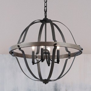 Urban Ambiance Luxury Farmhouse Chandelier 26.875''H x 25.5''W,  Midnight Black Finish,  Maryborough Collection, UHP3930 - 1 of 4